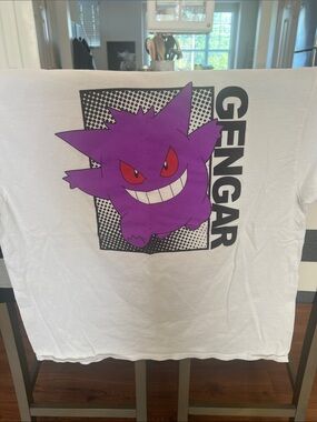 Pokemon White Gengar Graphic Tee with Purple and Red Print